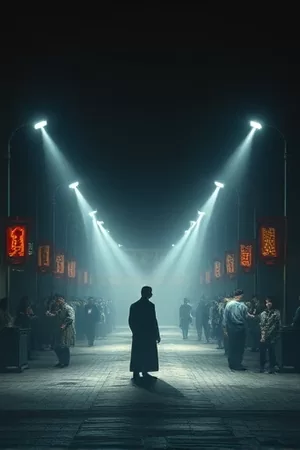 《第七次日落》竖版海报，小镇天际线上同时悬挂两轮落日