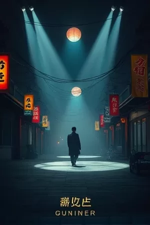 《铁轨上的月亮》竖版海报，蒸汽机车车头与夜空中的满月